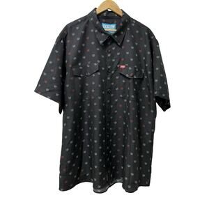 Dixxon Flannel Co Mens Lucky 13‎ Short Sleeve Button Up Shirt Size 3X Black